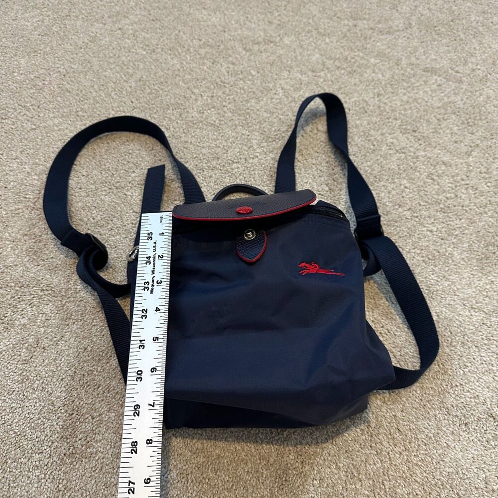 Longchamp Le Pliage Nylon Club Mini Backpack in Navy/Red - Picture 9 of 10